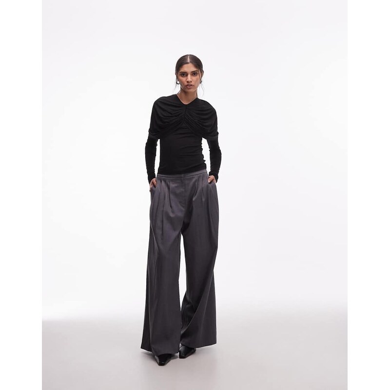 & Other Stories long sleeve cape detail jersey top in black 110639210