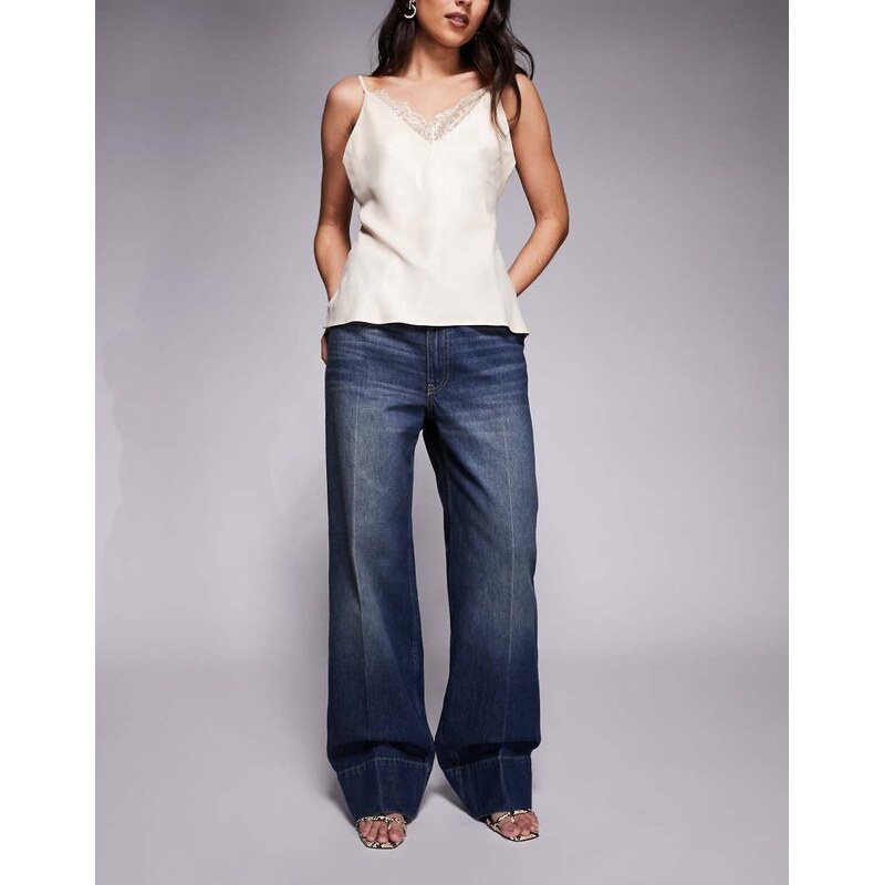 Mango featuring Kaia Gerber turn up baggy jean in blue