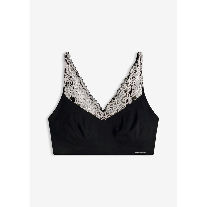 bonprix Braletka Feel Comfort, řezaná laserem černá Žena 111216793