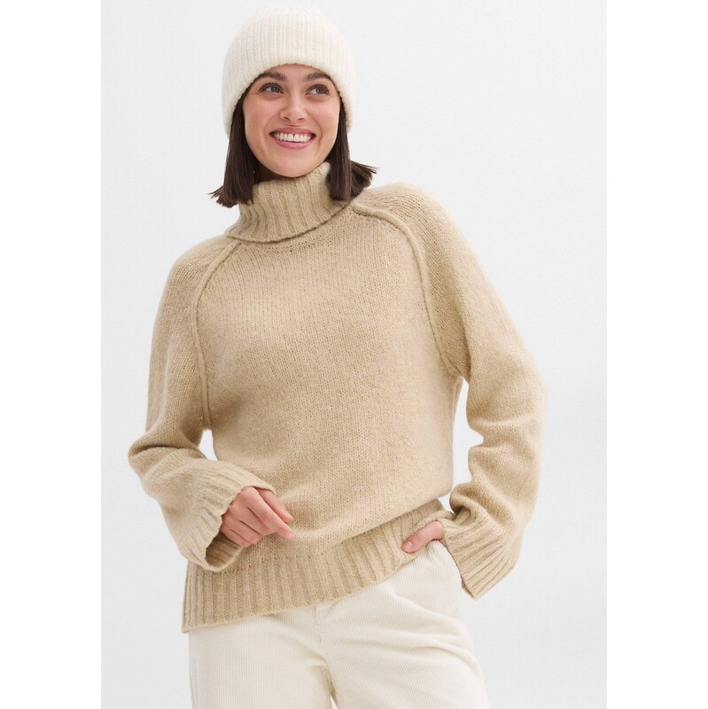 bonprix Oversize svetr ze silnější pleteniny béžová Žena 110640056
