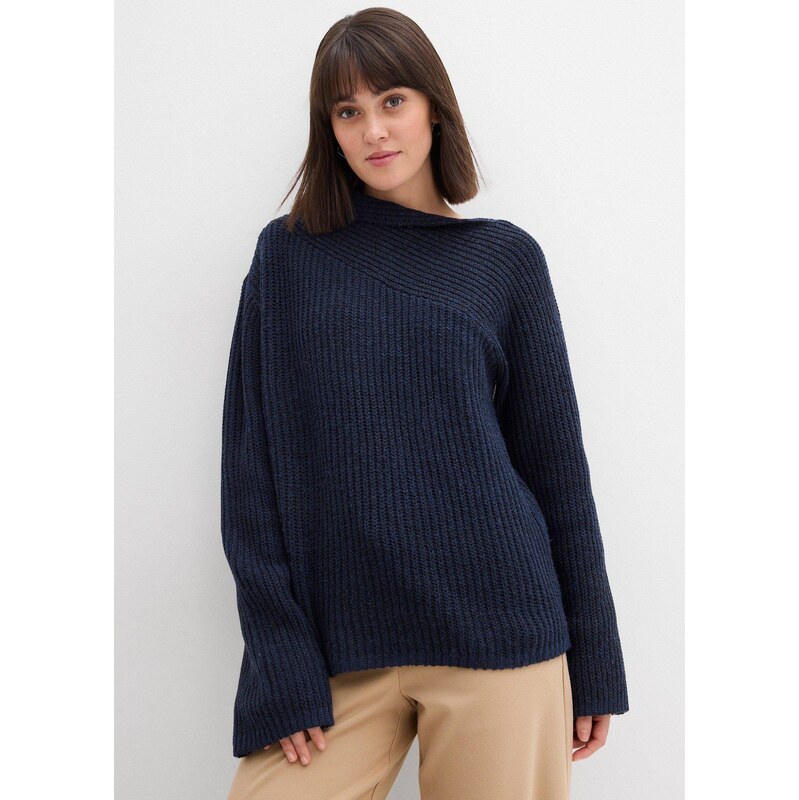 bonprix Žebrovaný oversize svetr modrá Žena 110640310