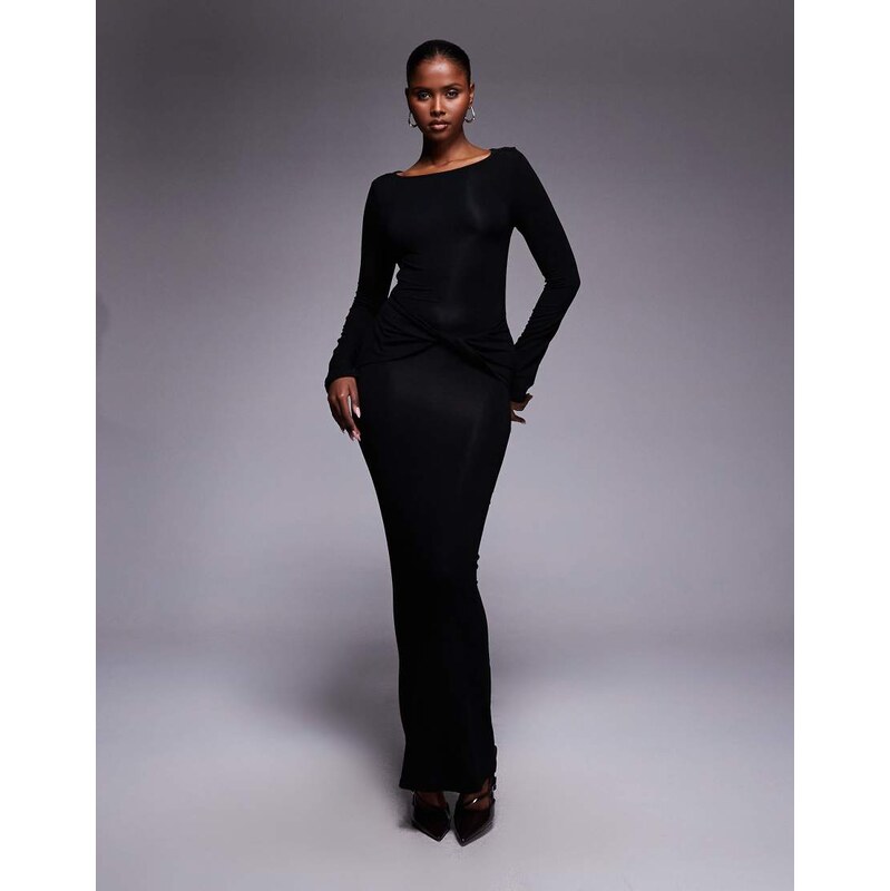 ASOS DESIGN long sleeve twist front maxi dress with cut out back