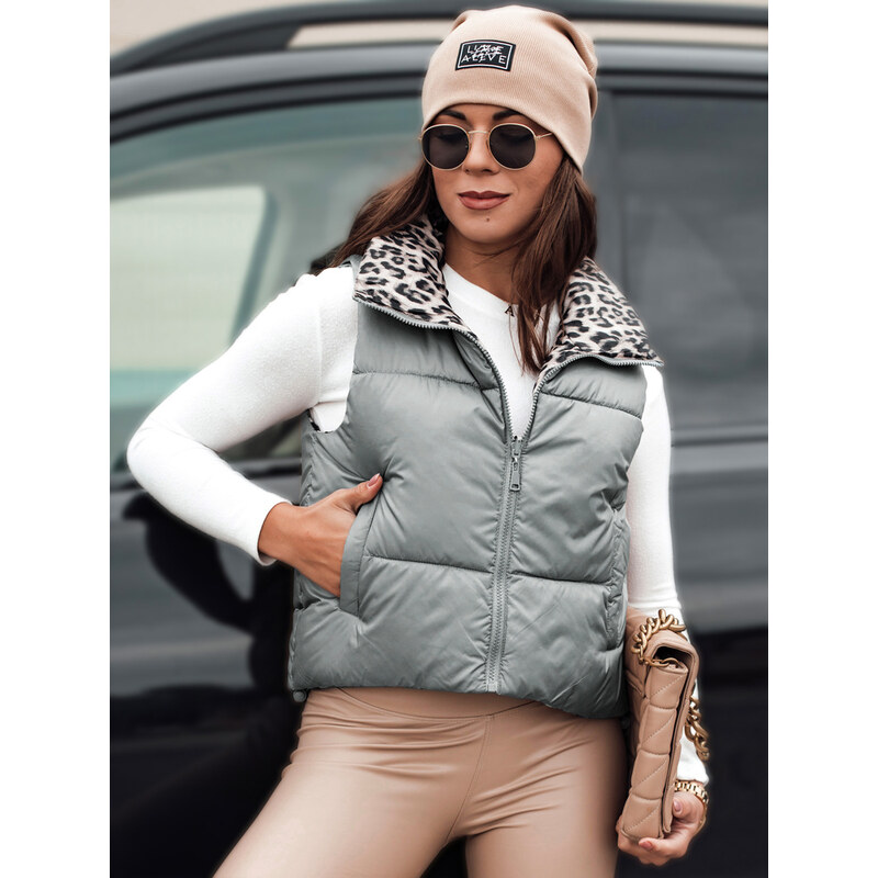 DStreet Stylová dámská vesta s leopardím vzorem
