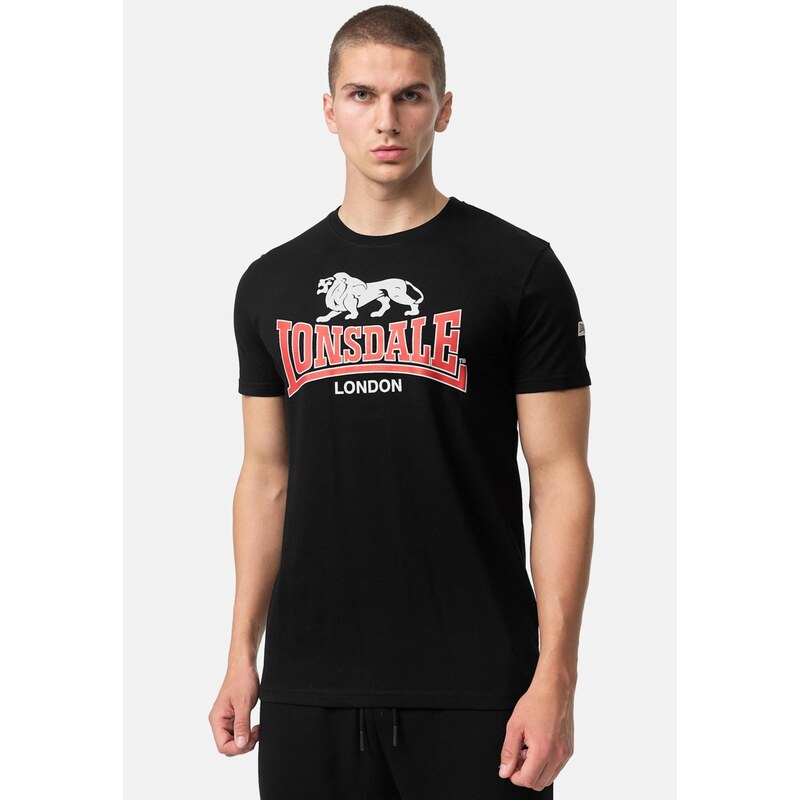 LONSDALE Tričko Cromane světle šedá / jasně červená / černá