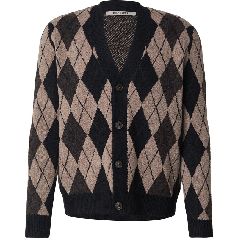 Only & Sons Kardigan ONSALLAN mokka / antracitová / černá
