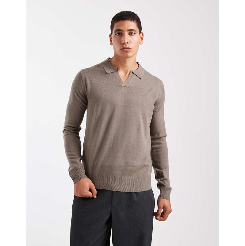 Brave Soul trophy collar knitted jumper in grey