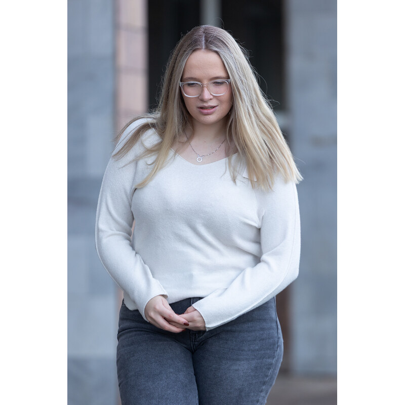 Italy fashion Lehký svetr COCOA Barva: Krémová, Velikost: UNI: L