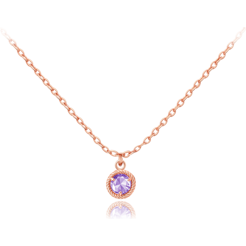 OLIVIE MINET Decentní zlatý rose gold náhrdelník s fialovým