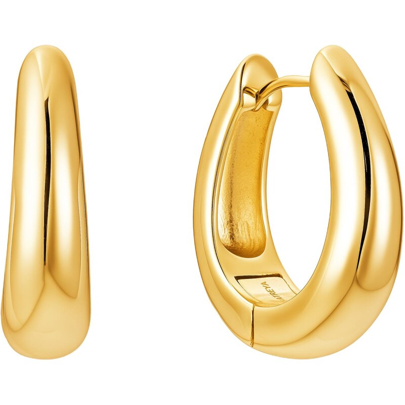 Atreya Stříbrné pozlacené kruhové náušnice Bold Oval Hoops - Prémiová 110665625