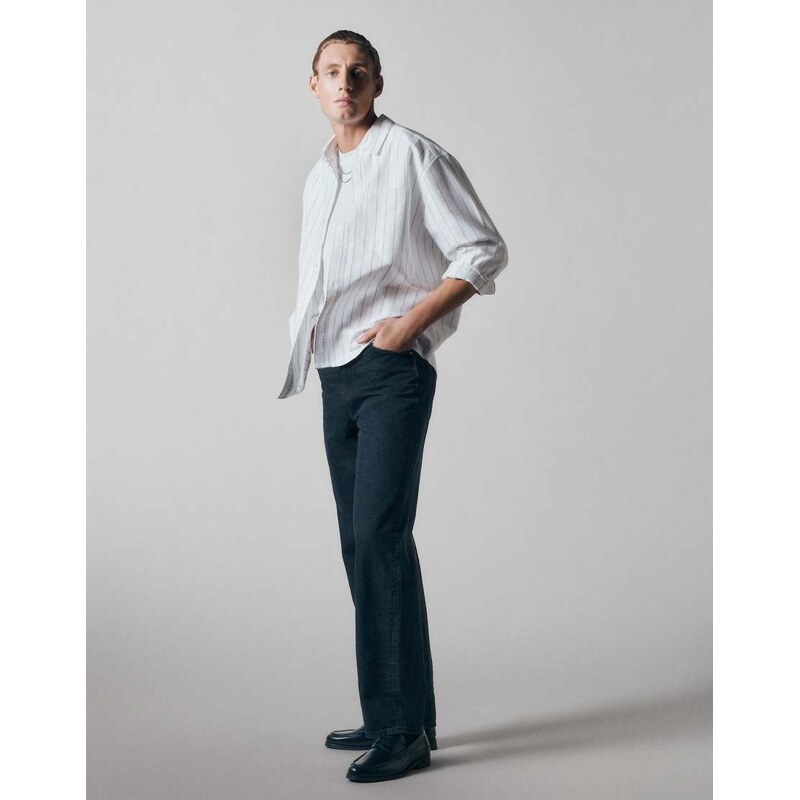 ASOS COLLECTIVE oversized oxford shirt in white stripe