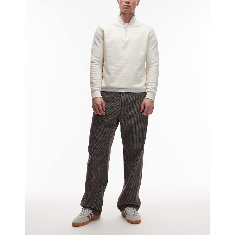 Obey classic baggy denim jeans in brown plaid check