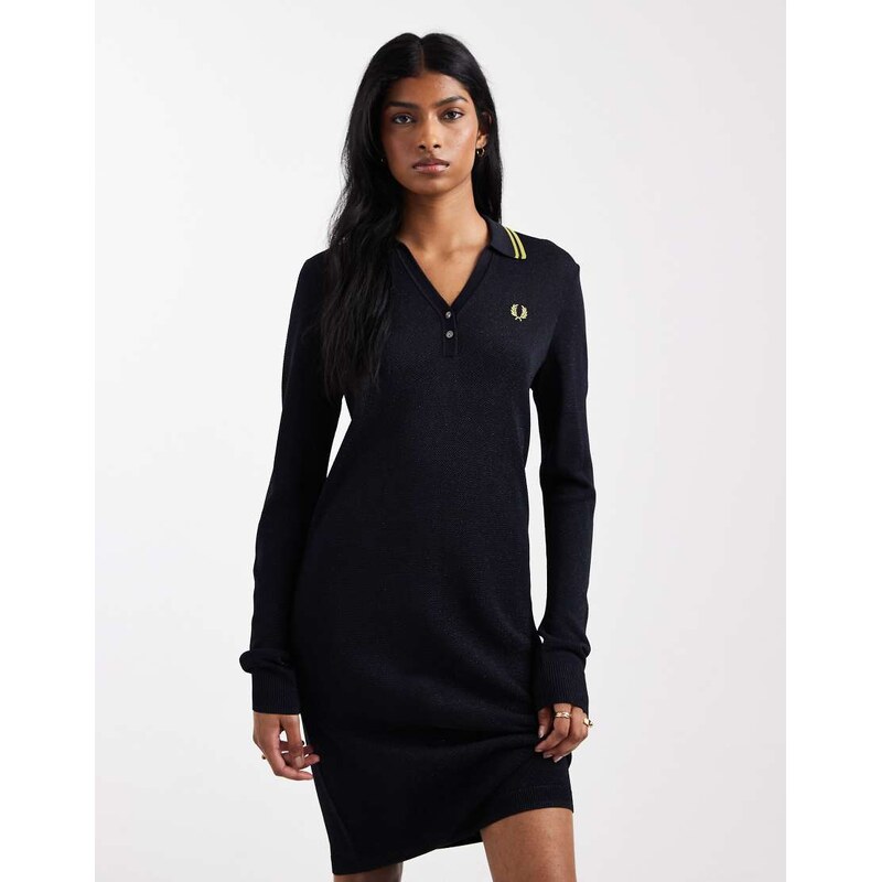Fred Perry textured polo dress in navy