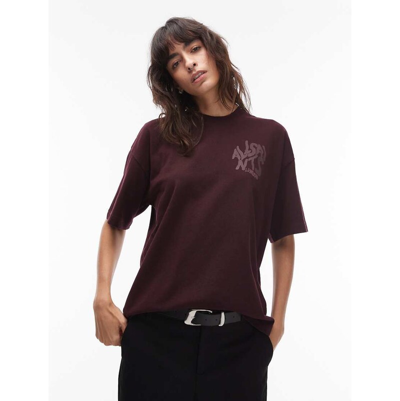 Allsaints orlando etta t-shirt in burgundy-Red 110670892