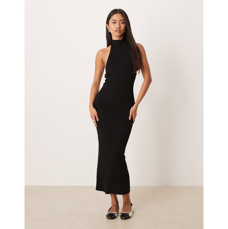 Gina Tricot sleeveless knitted turtleneck maxi dress in black