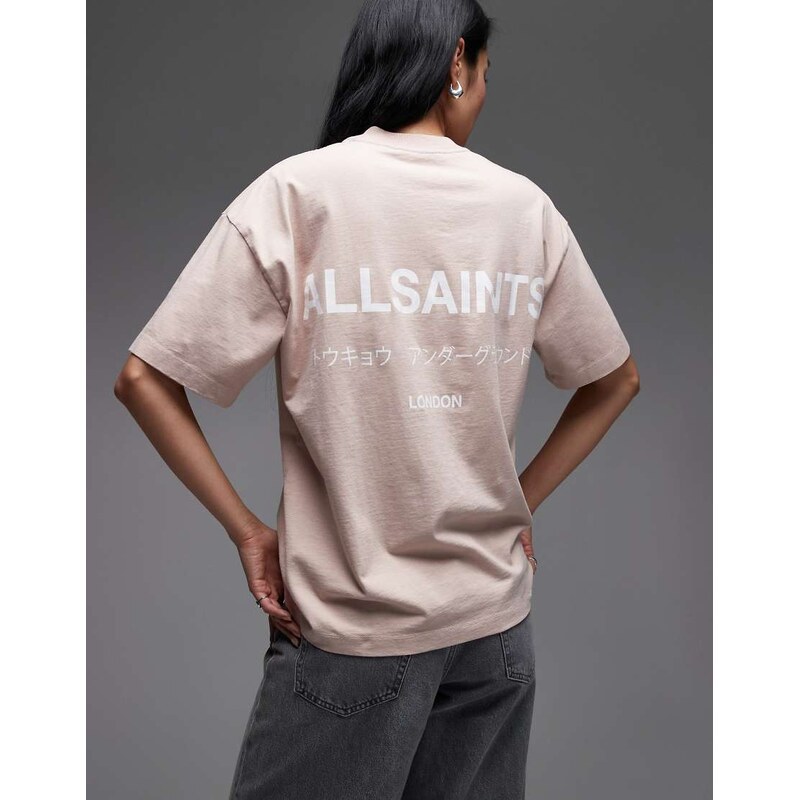 Allsaints underground etta t-shirt in blush pink 110670907