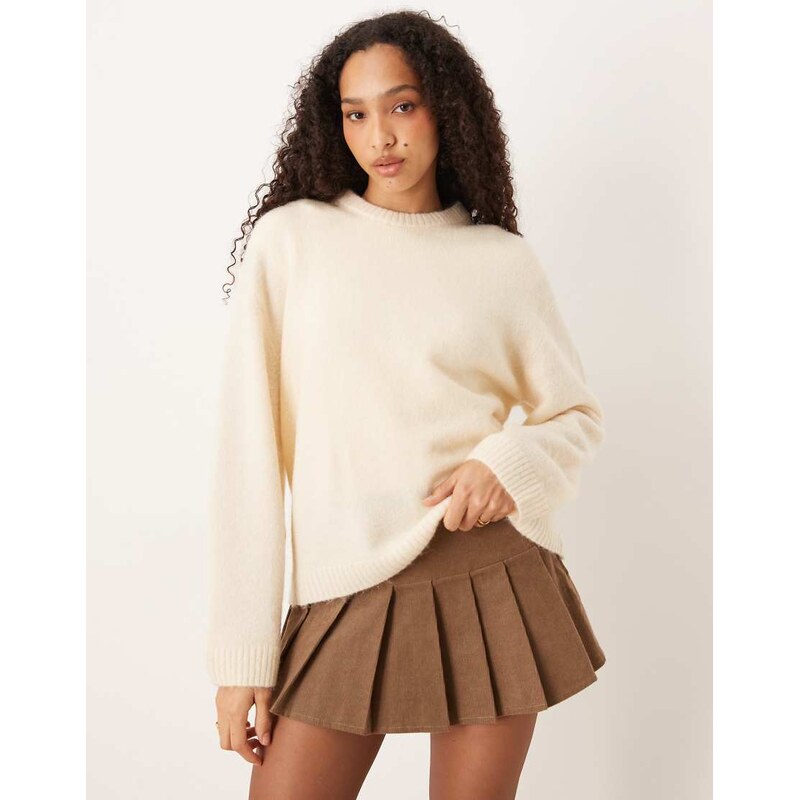 Gina Tricot crew neck knitted wool alpaca jumper in buttermilk