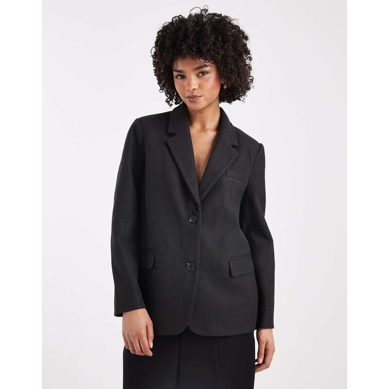 ONLY brushed tailored blazer in charcoal-Black 110670917