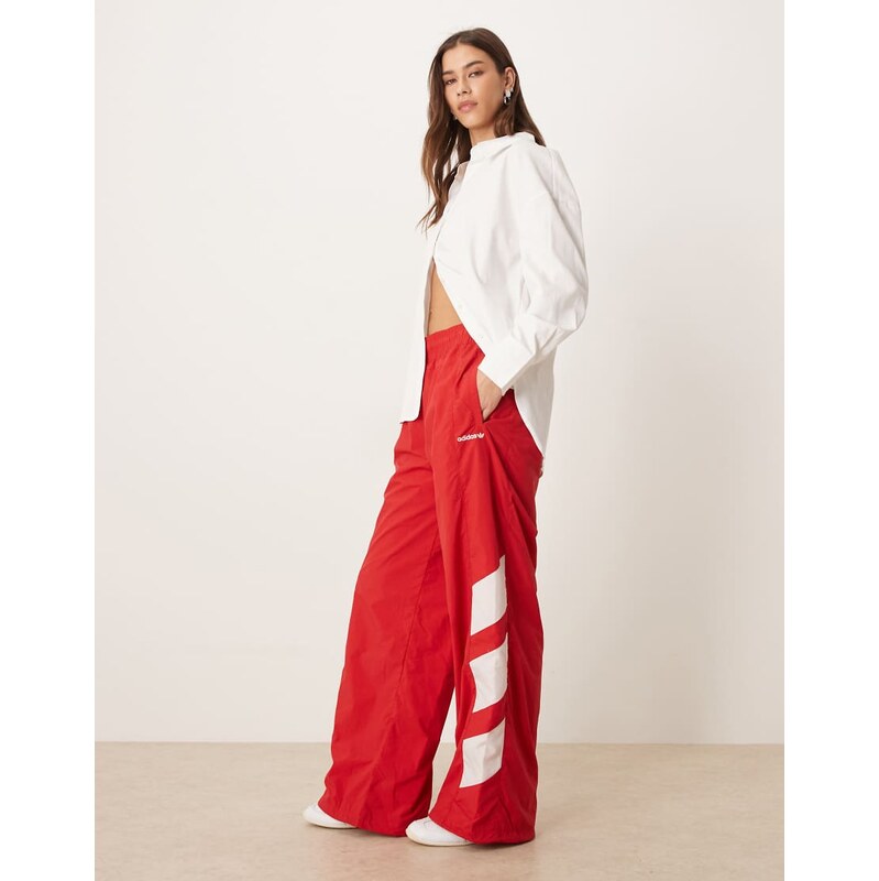 adidas Originals Blocked washed track pants in red