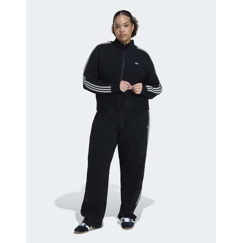 adidas Originals Knitted crotchet firebird track pants in black 115499319