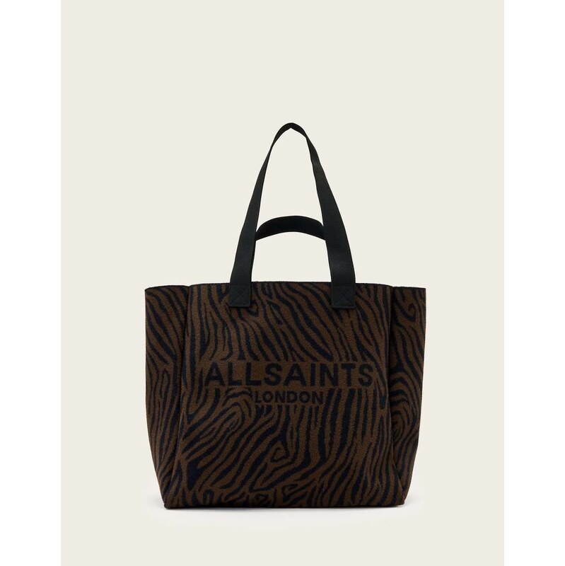 Allsaints Izzy zebra tote bag in brown-Black 110671083