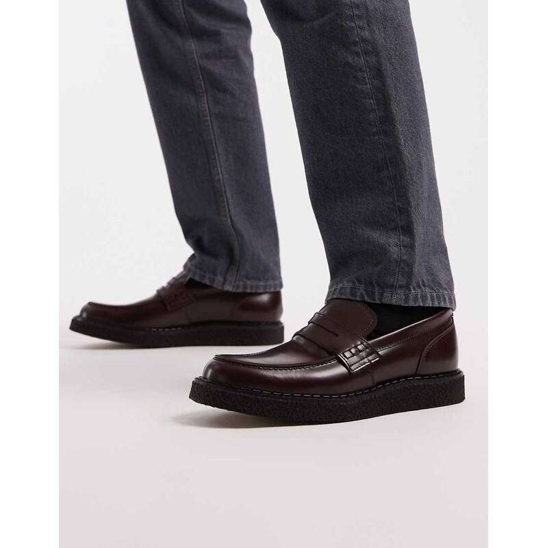 Fred Perry X George Cox leather penny loafer in burgundy