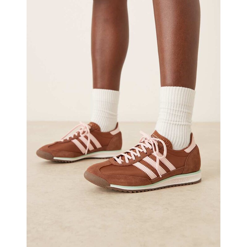 adidas Originals SL 72 OG trainers in light brown and pink