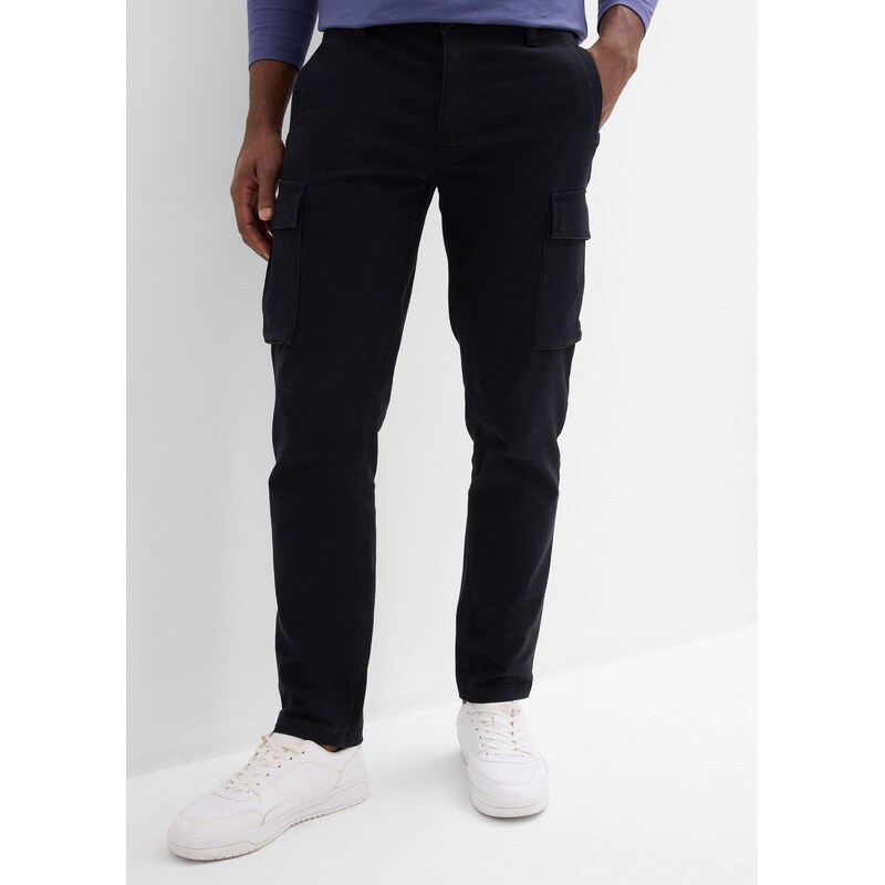 bonprix Strečové cargo kalhoty s čistou bavlnou, Regular Fit,