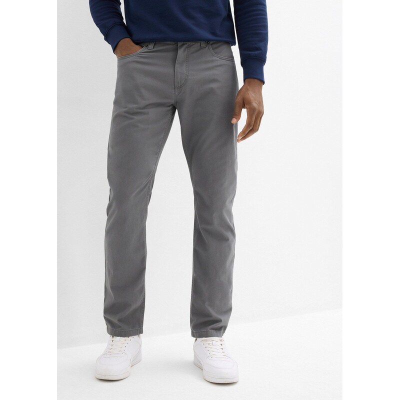 bonprix Keprové kalhoty z čisté bavlny Regular Fit, Straight