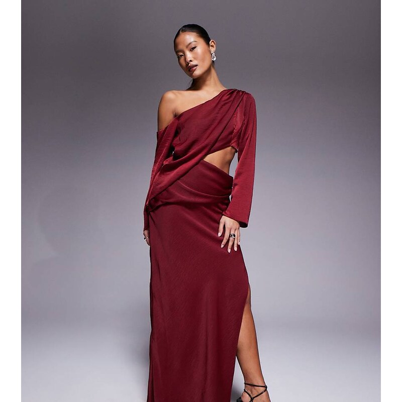 ASOS Petite ASOS DESIGN Petite fallen shoulder maxi dress with