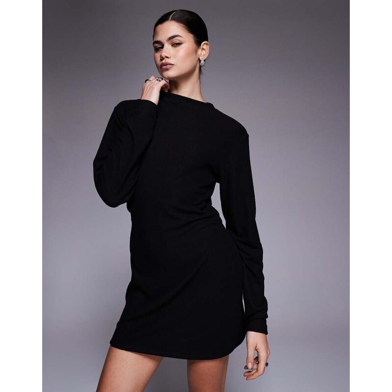 ASOS DESIGN supersoft asymmetric angel sleeve mini dress in