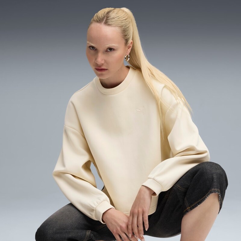 Puma Wardrobe Essential Oversized Crew DK white