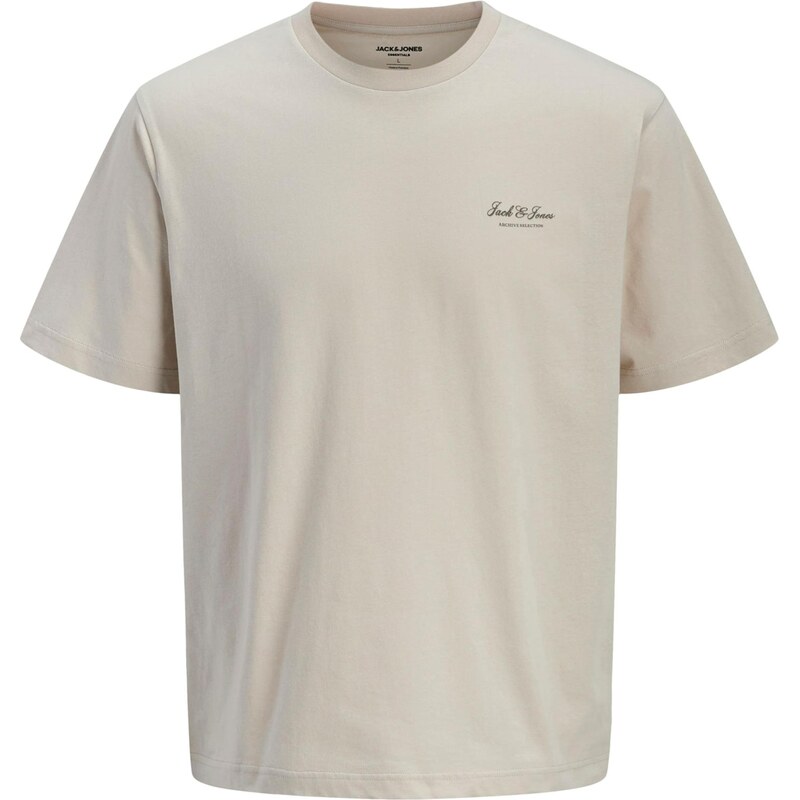 JACK & JONES Tričko JJEArchive režná / čokoládová