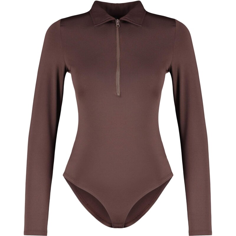 Trendyol Tričkové body tmavě hnědá 110675866