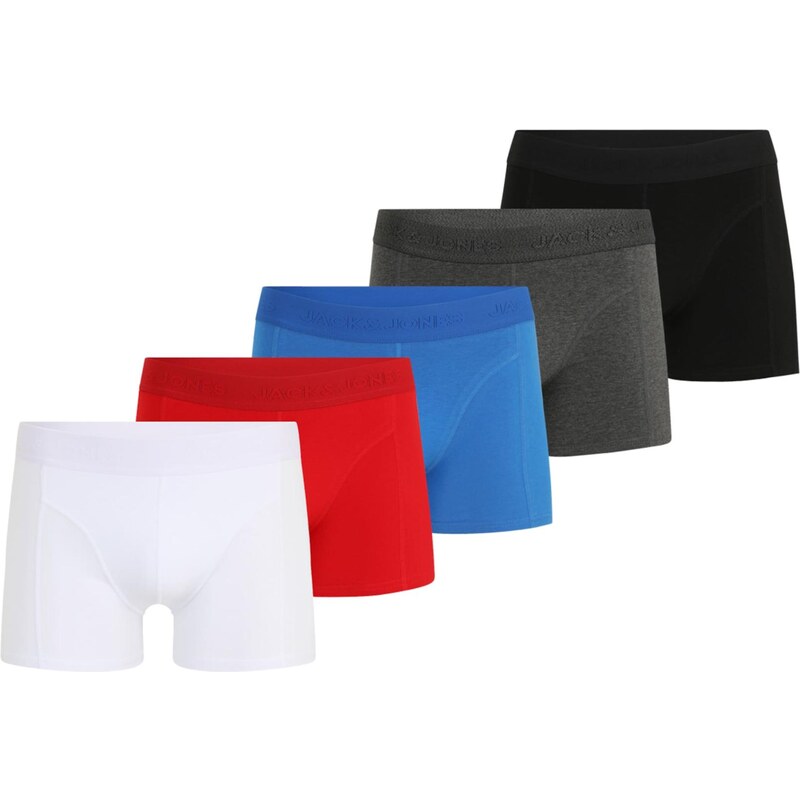 JACK & JONES Boxerky azurová / šedý melír / červená / bílá