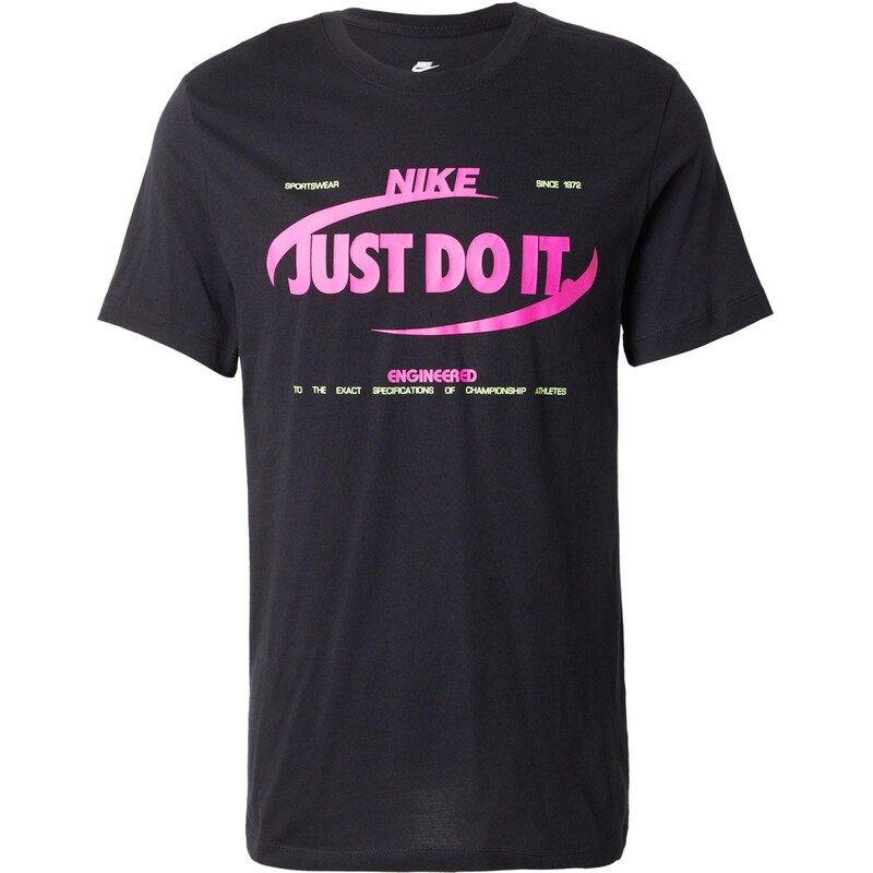 Nike Sportswear Tričko svítivě zelená / světle růžová / černá