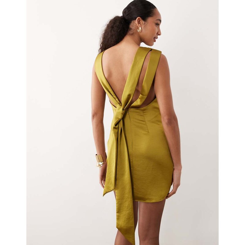 Mango sleeveless ruched mini dress in yellow