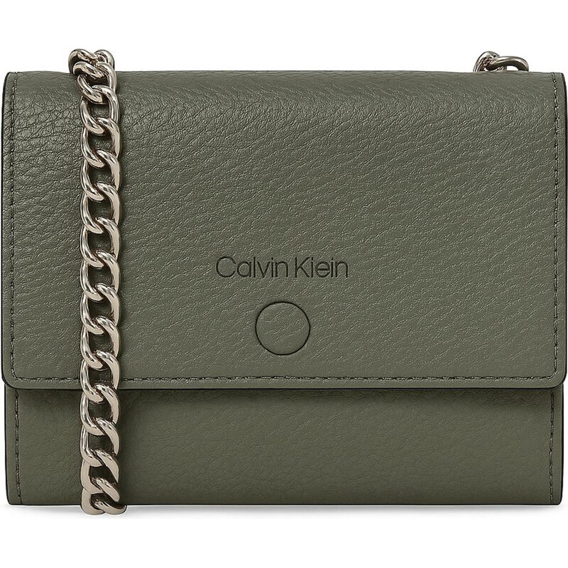 Calvin Klein dámská kožená peněženka clutch s řetízkem grn