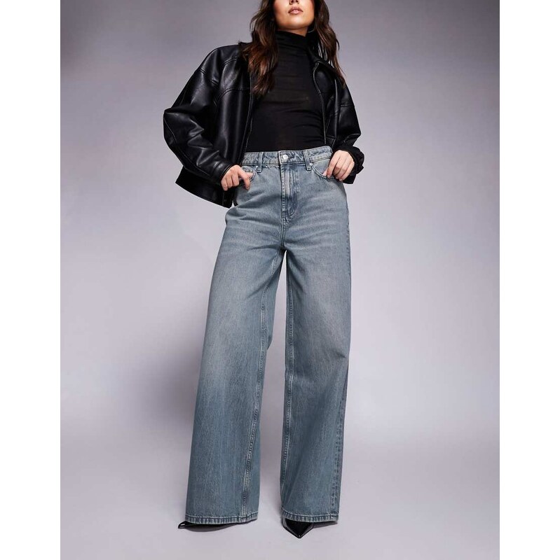 ASOS DESIGN high waisted wide leg jeans in tinted grey wash