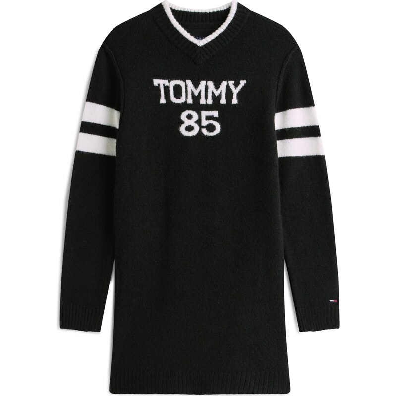Tommy Jeans Úpletové šaty černá / bílá