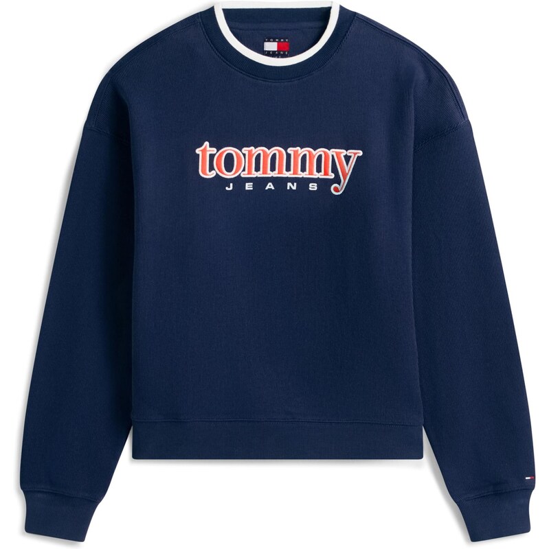 Tommy Jeans Mikina tmavě modrá / červená / bílá