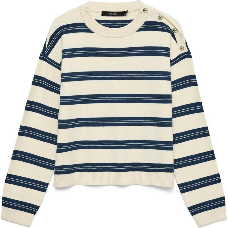 VERO MODA Svetr VMGOLD béžová / nebeská modř