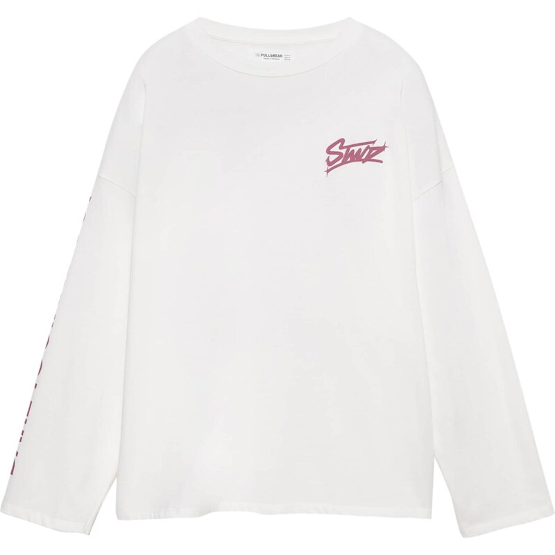 Pull&Bear Tričko STWD pink / bílá 110703627