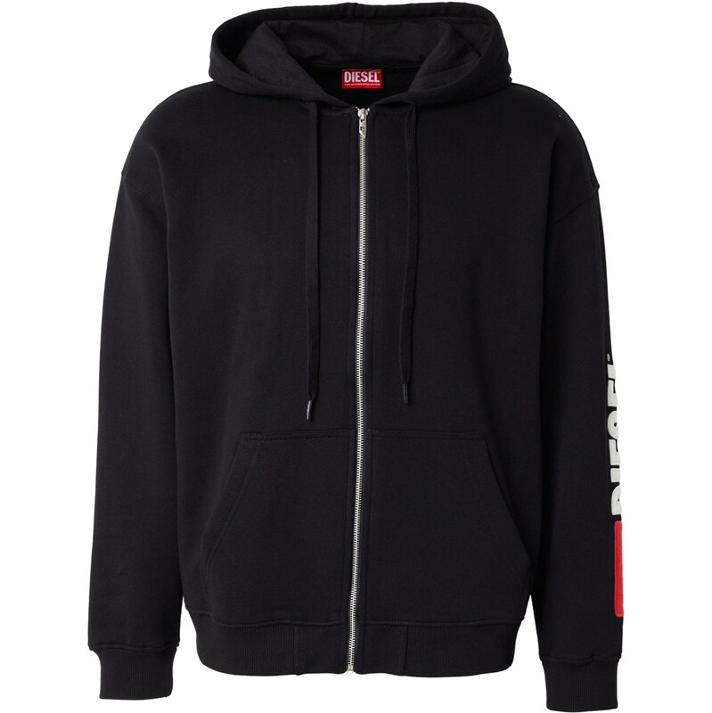 DIESEL Mikina S-BOXT-ZIP tmavě červená / černá / bílá