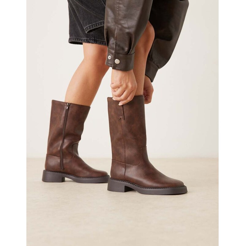 ASOS DESIGN Colby pull on trucker knee boot in brown