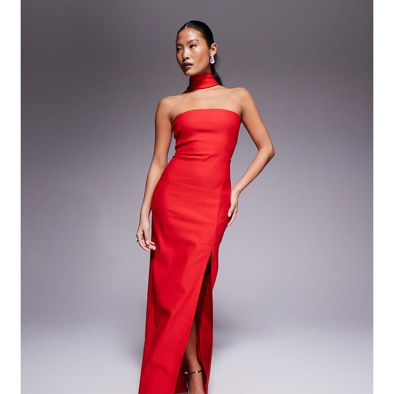 Vesper Petite bengaline choker neck detail bandeau side split maxi 112193964