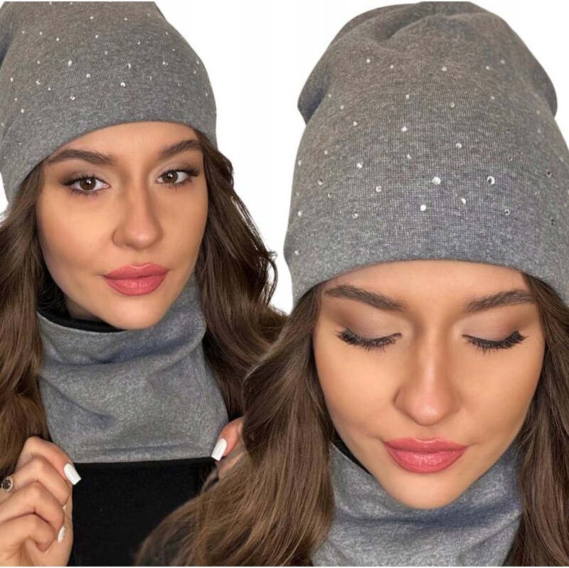 Fashionweek Dámský set čepice a šály Čepice beanie trubkový