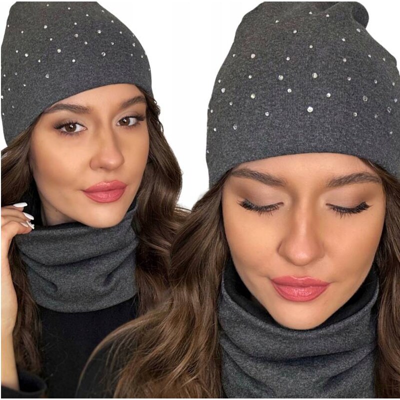 Fashionweek Dámský set čepice a šály Čepice beanie trubkový