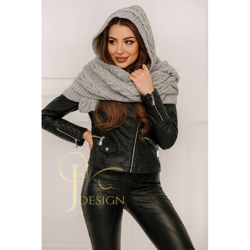 Fashionweek Pletená exkluzivní čepice ala kapuce se šálou 2v1 CLEO 68560268