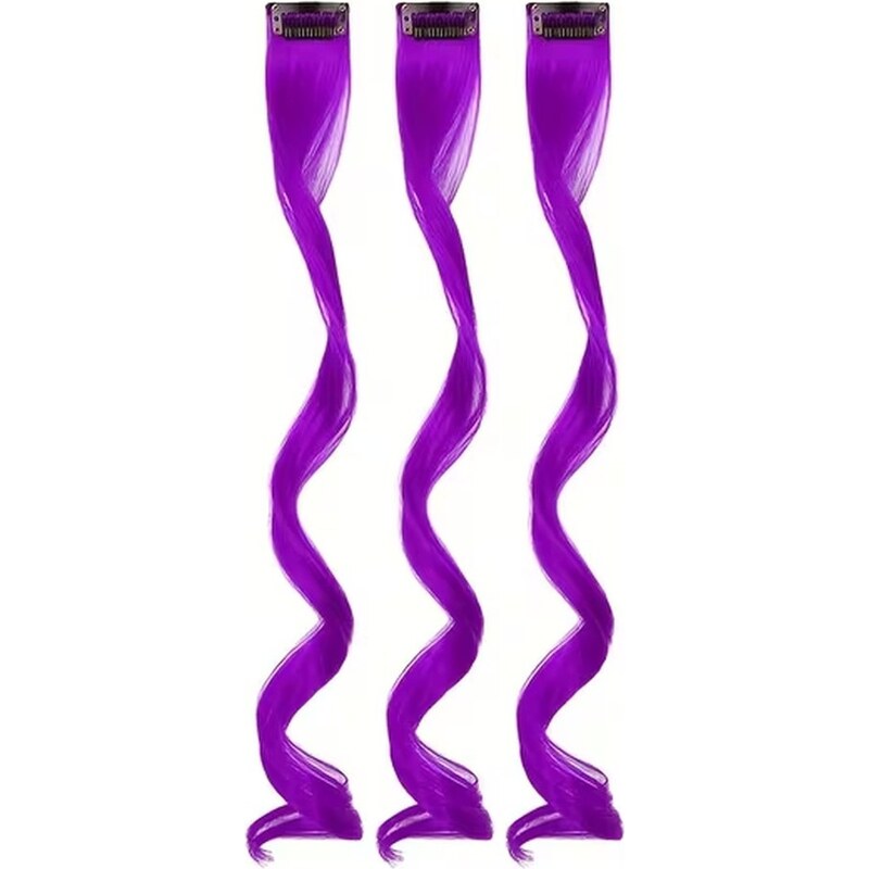 FunCo Vlnitý příčesek fialový se sponkou 35cm Purple curly extension 110721153