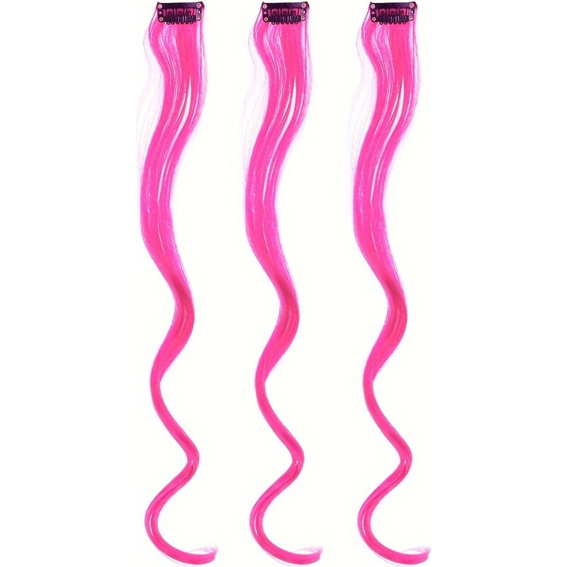 FunCo Vlnitý příčesek růžový se sponkou 35cm Pink curly extension 3ks 110721155